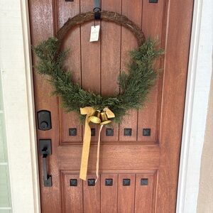 New elegant Green Holiday Wreath with Gold Accents 26in